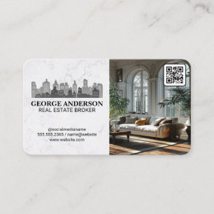 City Skyline Luxury Living Room Real Estate Business Card
