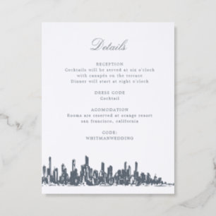 City Skyline Modern Luxurious Letterpress Enclosure Card