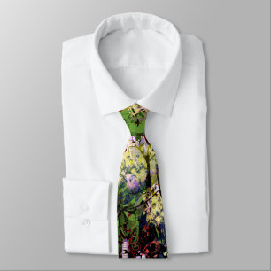 City Skyline Musical Notes Grunge Swirls Neck Tie