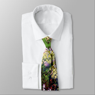 City Skyline Musical Notes Grunge Swirls Neck Tie