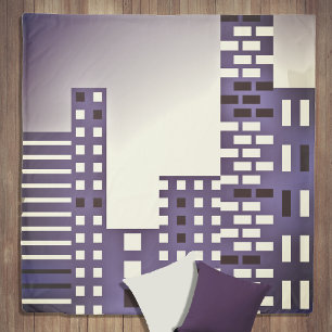 City Skyline Ombre Purple & Beige Duvet Cover
