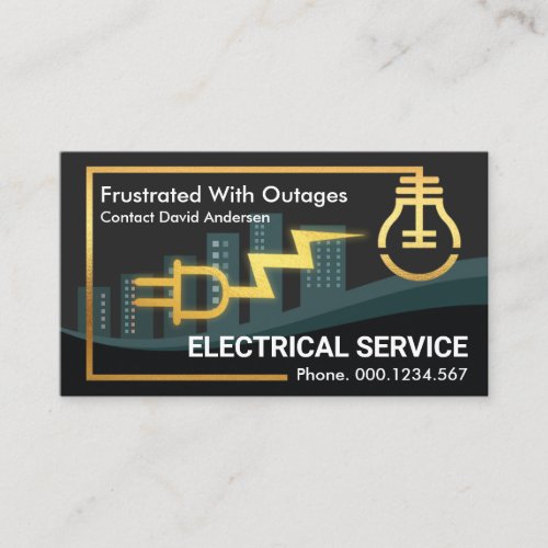 City Skyline Outage Gold Electric Circuit Business Card