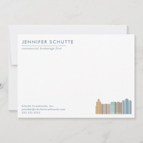 City Skyline Personalized Commercial Real Estate Note Card