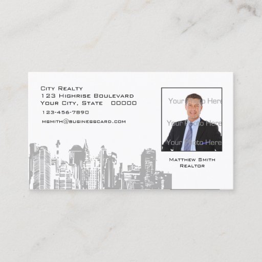 Customizable City Skyline Photo Business Card