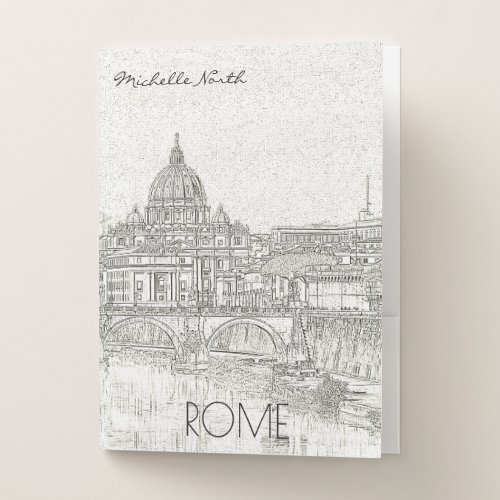 City Skyline Rome Sepia ID394 Pocket Folder