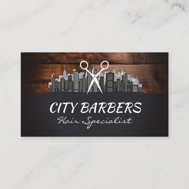 City Skyline | Scissors Business Card (Front)