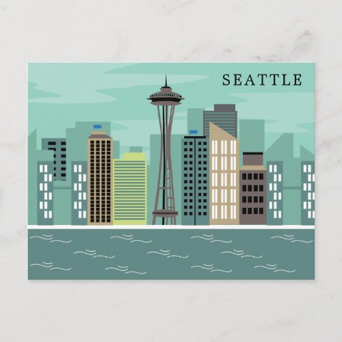 City Skyline  Seattle Washington Postcard