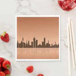 City Skyline Silhouette Futuristic Urban Sunset Napkins
