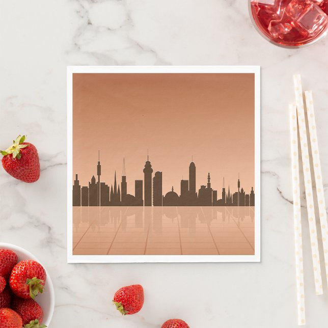 City Skyline Silhouette Futuristic Urban Sunset Napkins (Creator Uploaded)