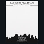 City Skyline Silhouette Real Estate Letterhead<br><div class="desc">A city skyline of building silhouettes makes an eye-catching and professional letterhead for a real estate agent.</div>