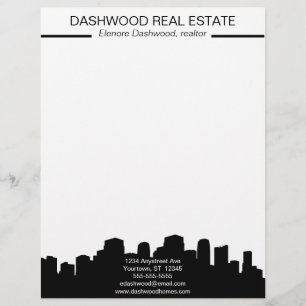 City Skyline Silhouette Real Estate Letterhead