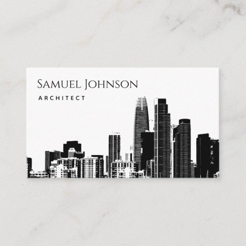 City Skyline Sketch Uptown Downtown Architect Business Card