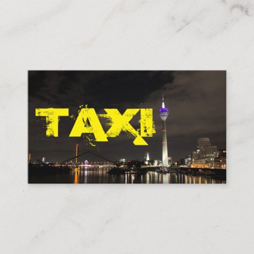 City skyline taxi driver cabdriver transporter business card