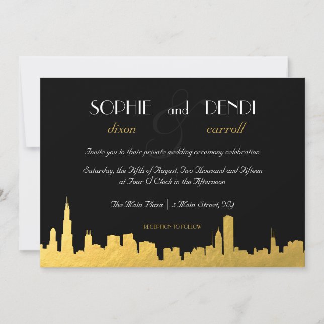 City Skyline Wedding Invitation (Front)