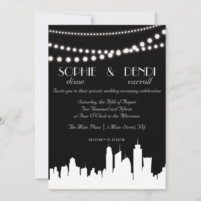 City Skyline Wedding Invitation (Front)
