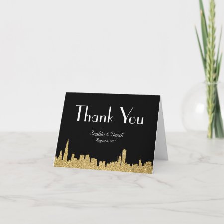City Skyline Wedding Thank You Note Cards