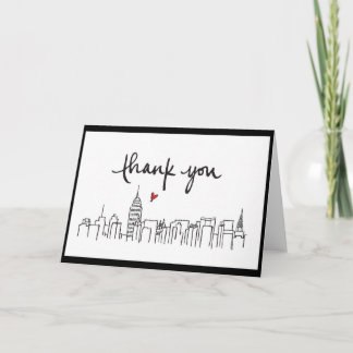 City Skyline with loving thanks design Letterpress Thank You Card