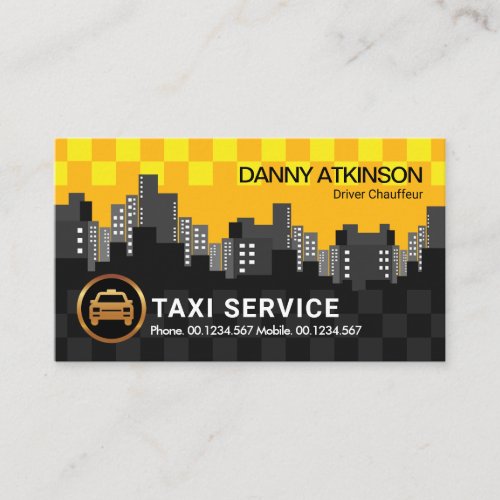 City Skyline Yellow Taxi Check Box Cab Driver Business Card