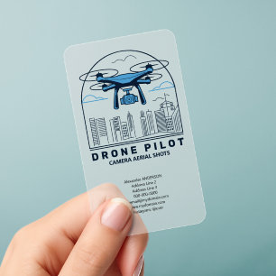 City & Skyscrapers - Drone Pilot Vertical Clear Business Cards