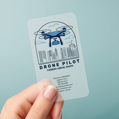 City & Skyscrapers - Drone Pilot Vertical Clear Business Cards