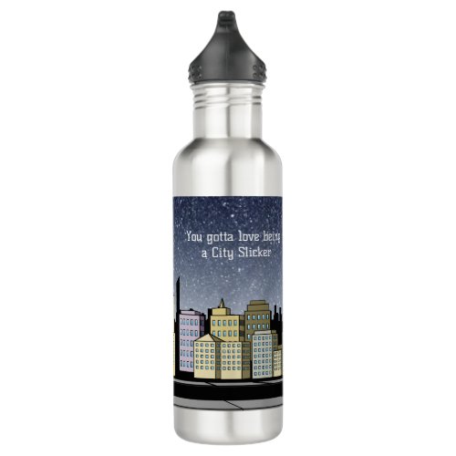 City Slicker Typography Nightlife Modern Graphic  Stainless Steel Water Bottle