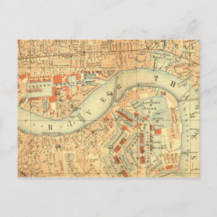 City Slickers - Vintage Map London River Thames Postcard