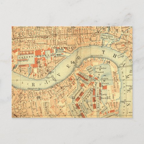 City Slickers _ Vintage Map London River Thames Postcard