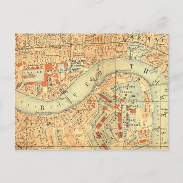 City Slickers - Vintage Map London River Thames Postcard (Front)