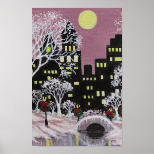 City snow fall Print Value Poster Paper Matte