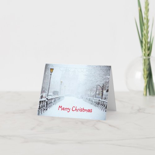 City Snow Merry Christmas Holiday Card