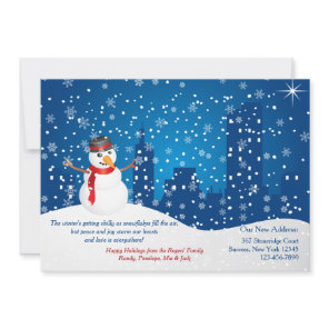 City Snowman Holiday Moving Announcement