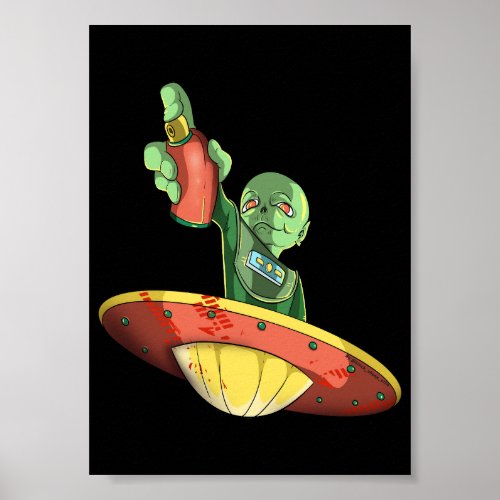 City Space Alien Street Art Graffiti Poster