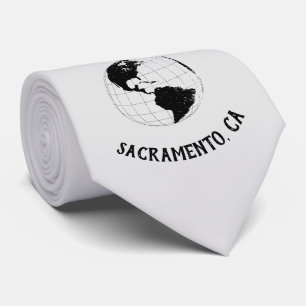 City State Zip Code Globe World Map Neck Tie