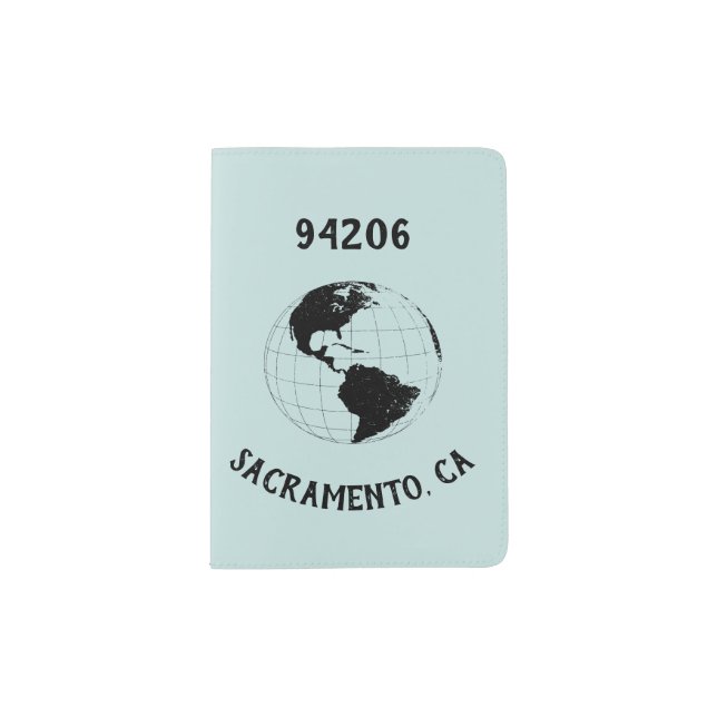 City State Zip Code Globe World Map Passport Holder (Front)