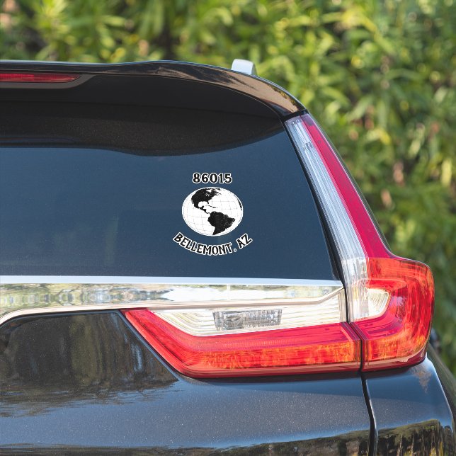 City State Zip Code Globe World Map   Sticker (Car Side)
