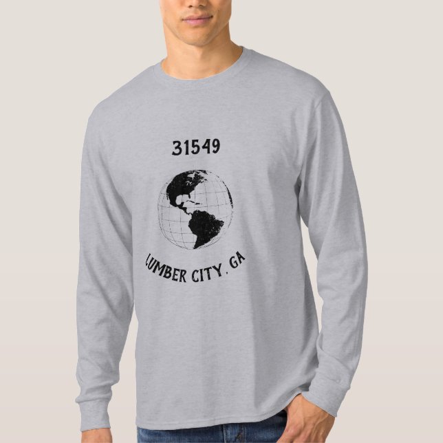 City State Zip Code Globe World Map T-Shirt (Front)