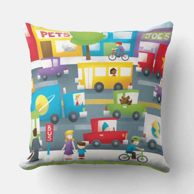 City Street Throw Pillow (Front)