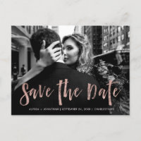 City Style | Rose Gold and Photo Save the Date Invitation Postcard