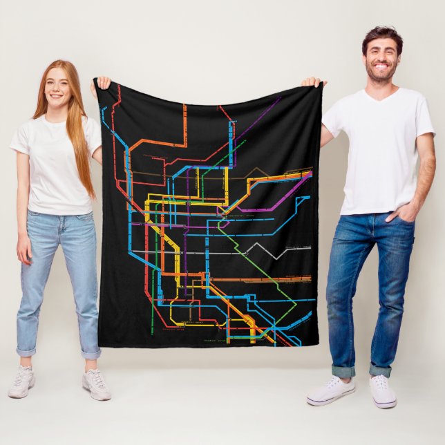 City subway map fleece blanket (In Situ)