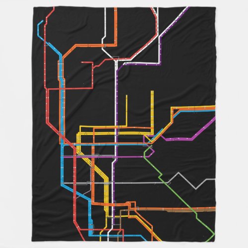 City subway map fleece blanket