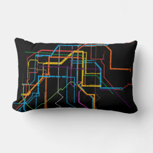 City subway map lumbar pillow