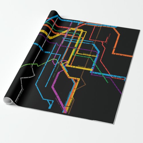 City subway map wrapping paper