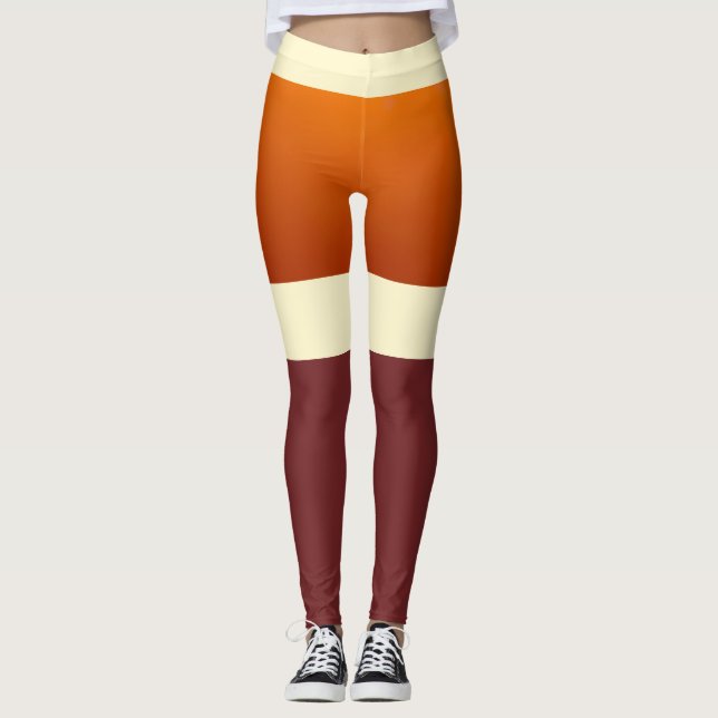 City Sunset Design Knee-High Socks Earth Tones Leggings (Front)
