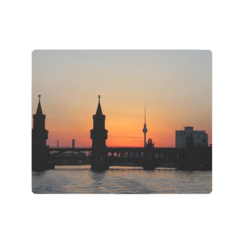 City sunset landscape metal print