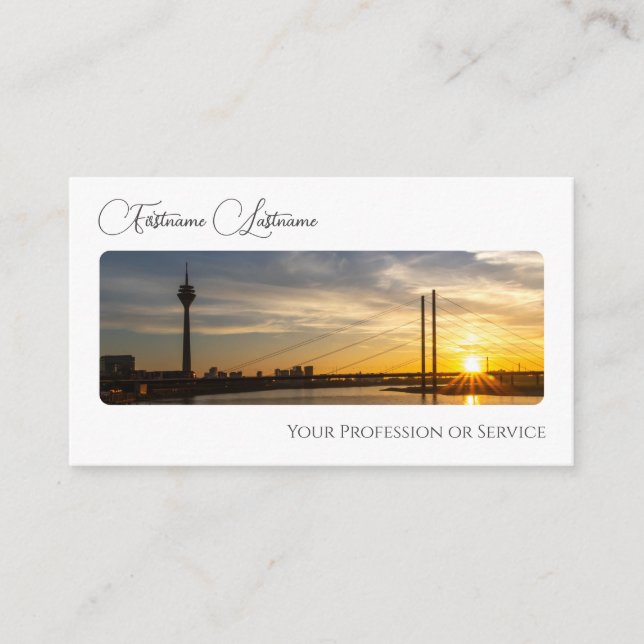 City sunset Taxi driver cabby calligraphy QR-Code Business Card (Front)