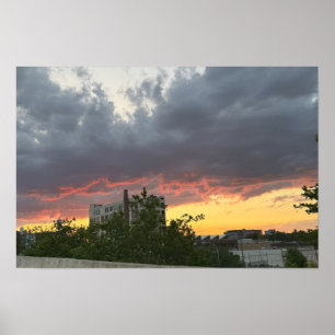 City Sunset with Clouds Poster