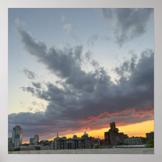 City Sunset with Clouds Poster