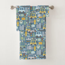 City Transportation Kids Cars Traveling Bath Towel Set
