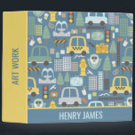 City Transportation Kids Personalized 3 Ring Binder<br><div class="desc">City transportation kids personalized cars,  taxi,  buildings,  and traffic on the street tourist pattern.</div>