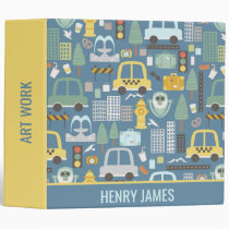 City Transportation Kids Personalized 3 Ring Binder